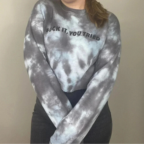 coco + pine F*** It You Tried Cropped Sweatshirt - Picture 1 of 4